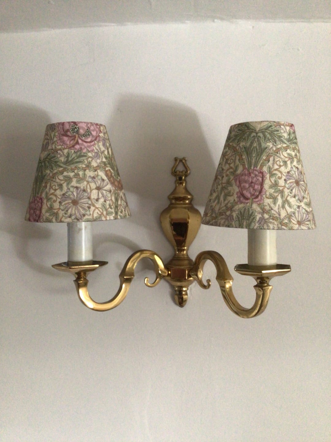 Customer photo review of William Morris Candle Clip Handmade Lampshade with Honeysuckle Rose Pink Fabric
