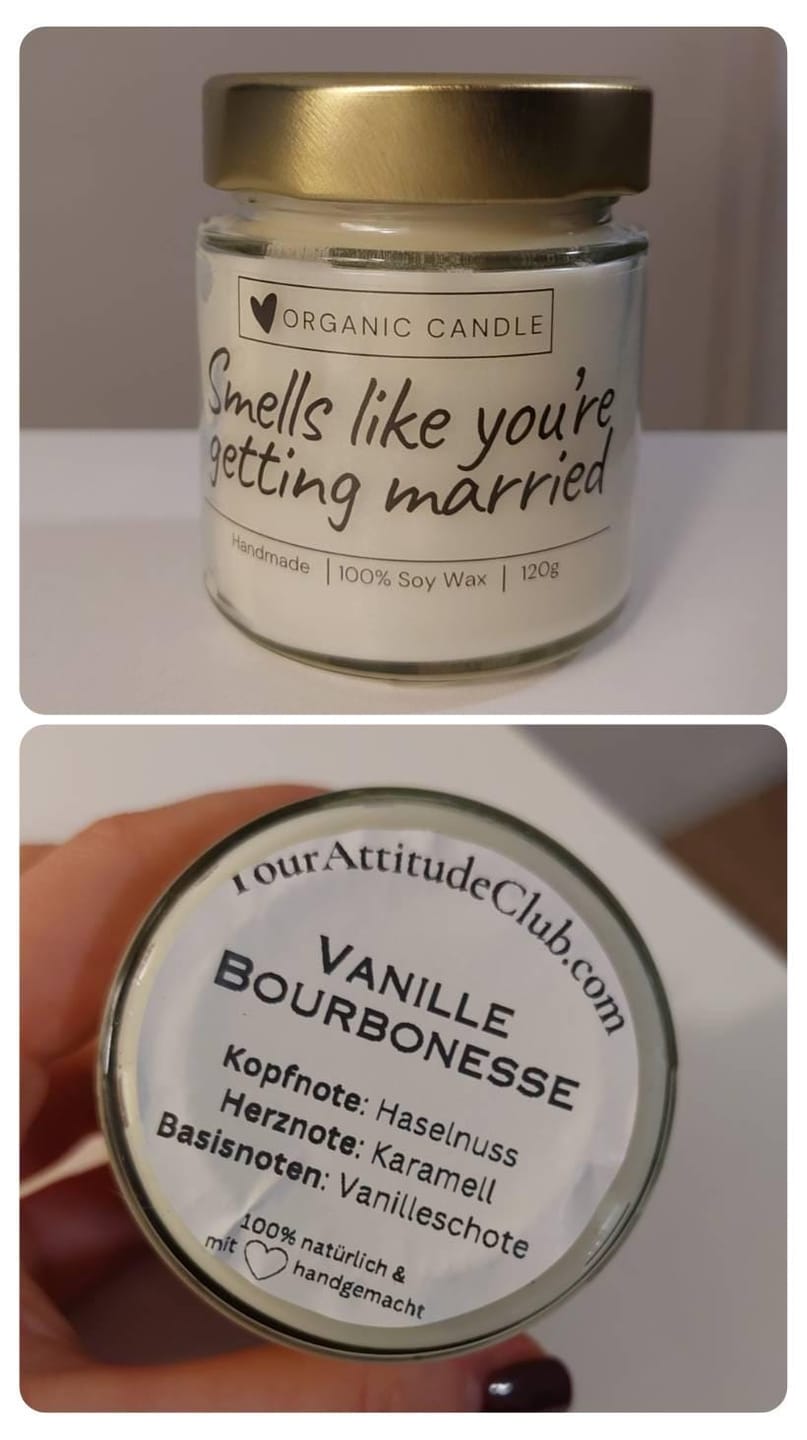 Customer photo review of Duftet wie du heiratest Brautgeschenk, Glückwunsch auf Verlobungsgeschenk verheiratetes Geschenk, Hochzeitsgeschenk, Brautgeschenk, Verlobun