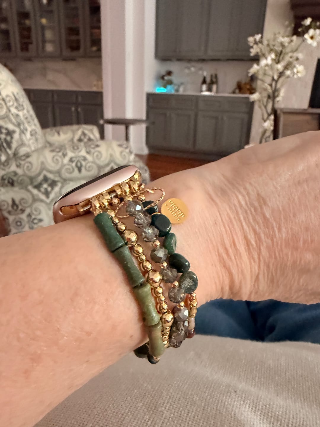 Customer photo review of Gold Verdant Stretch Apple Watch Strap