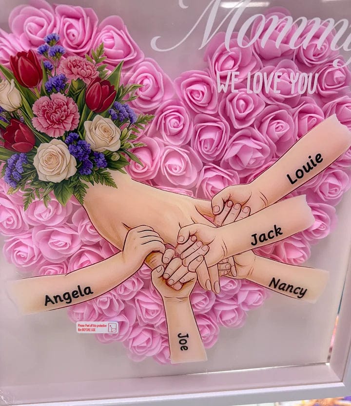 Customer photo review of Personalized Mom Holding Hands Shadow Box-Mother's Day Flower Frame