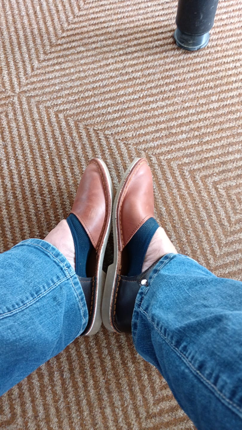Customer photo review of Nomad leather sandals - White