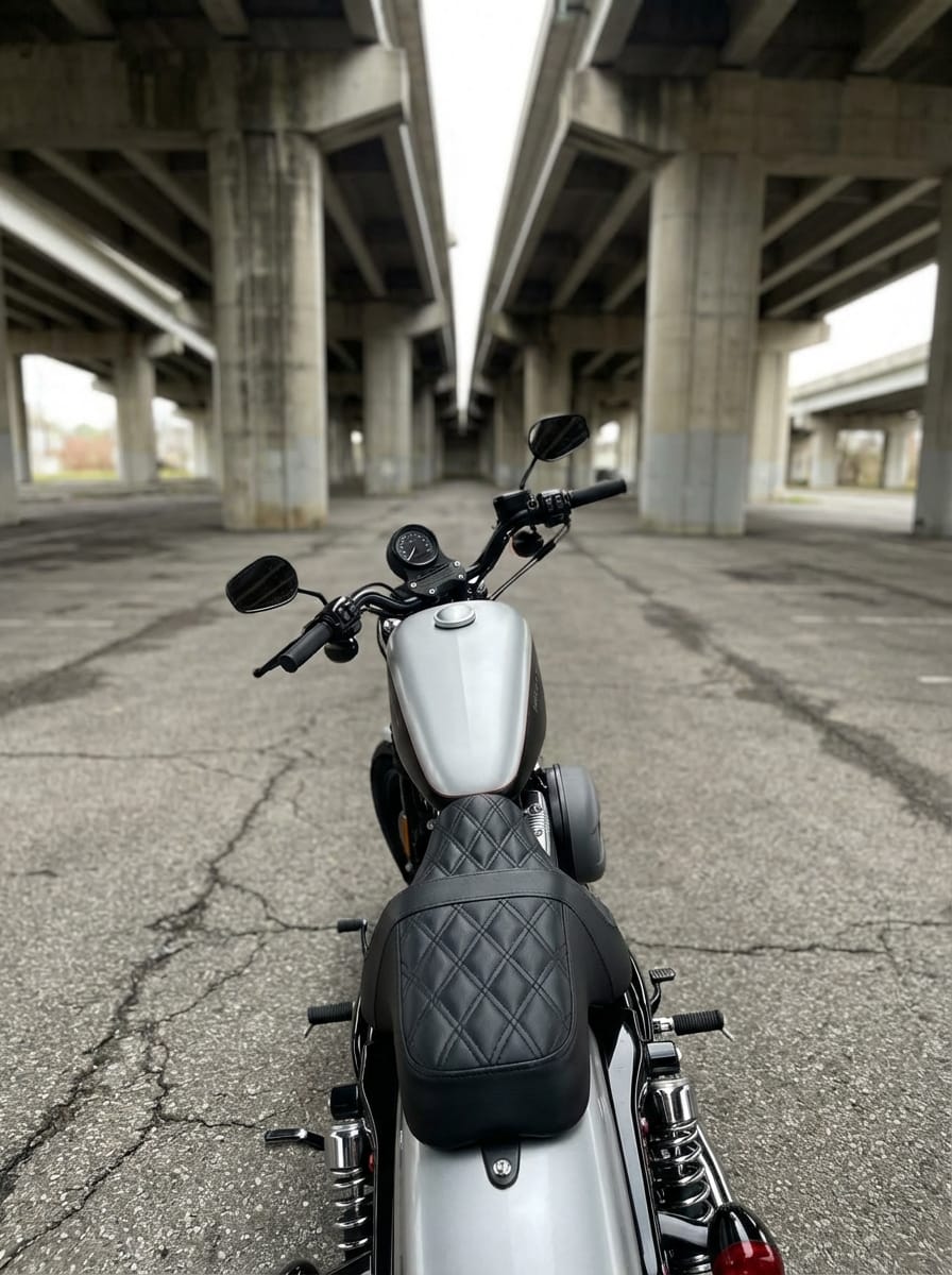 Customer photo review of Iron Born Diamond Stitch 2-Up Seat For Harley Sportster 1200 Nightster XL1200N Black