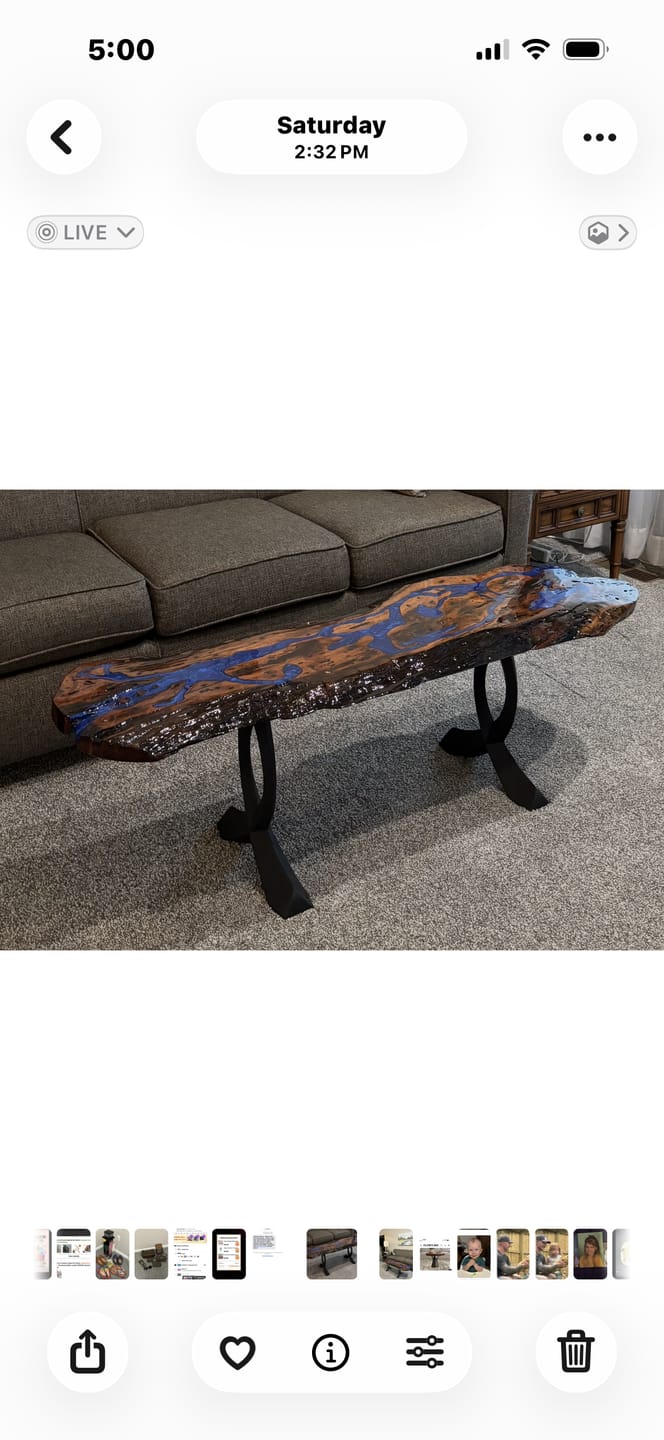 Customer photo review of Bench Legs 108/128 Curva 16" H Curved Metal Furniture Legs