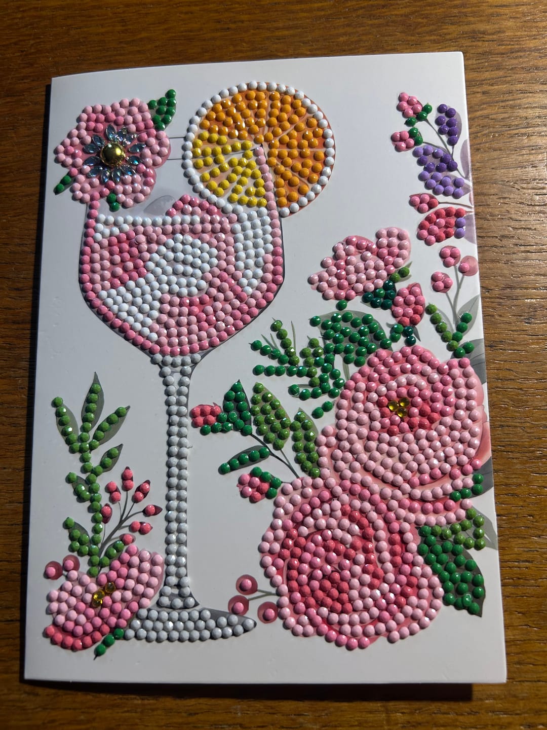 Customer photo review of Pink Aperitif Crystal Art Card Kit 12.6cm x 17.5cm