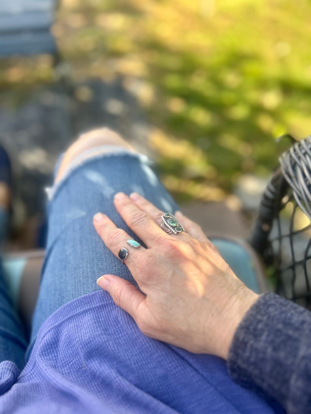 Customer photo review of Aquamarine Wrap Silver Ring