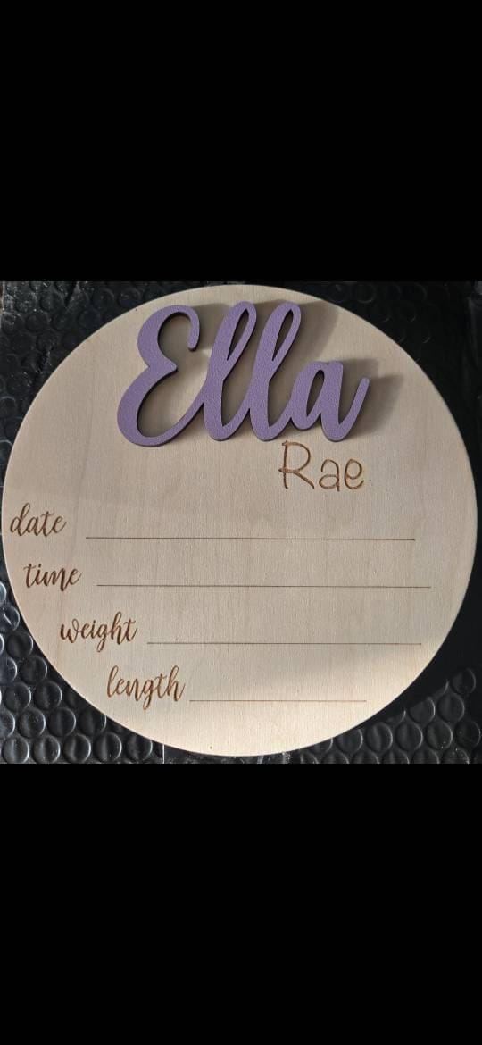 Customer photo review of Baby Name Announcement Sign with Stats