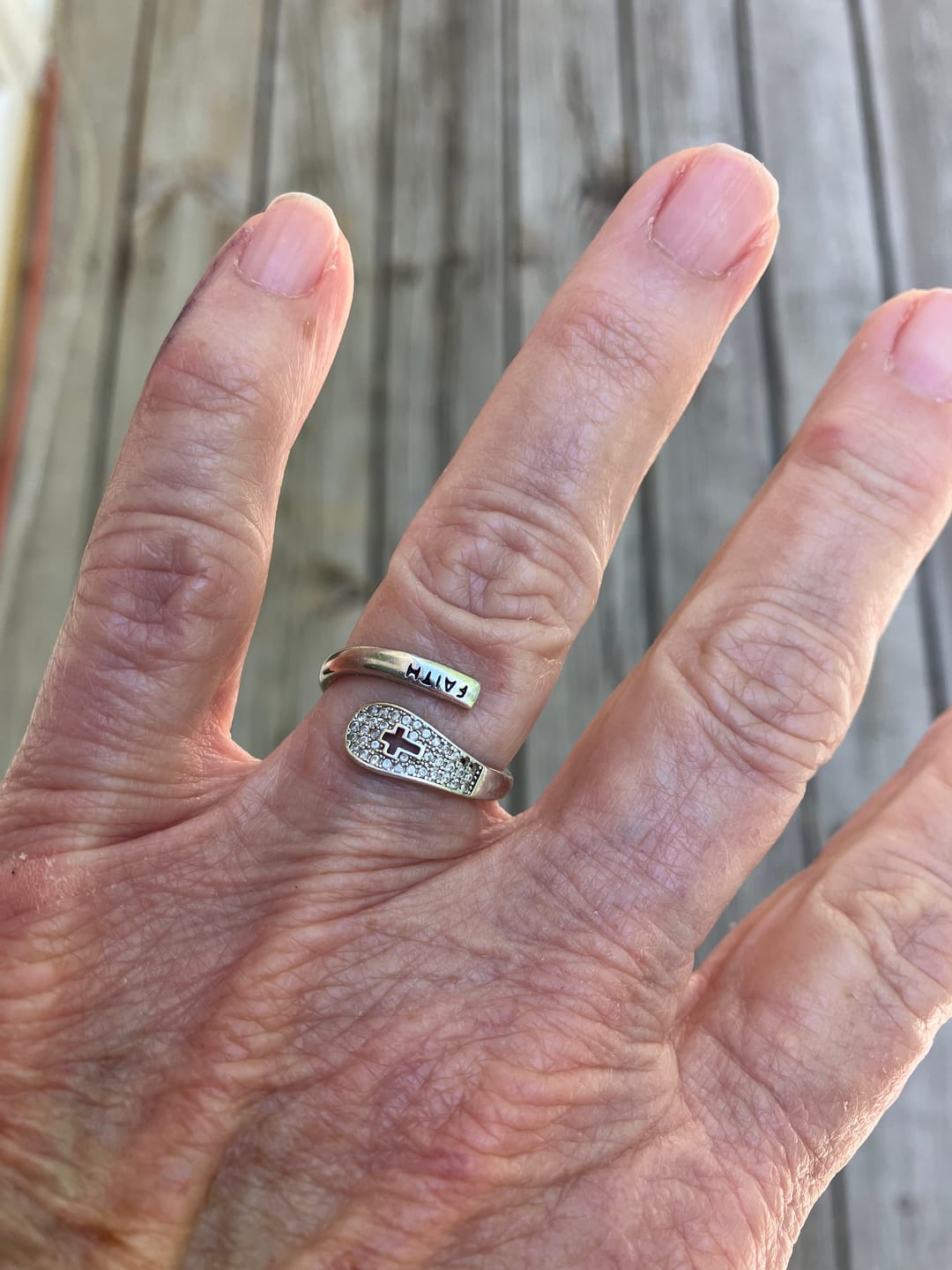 Customer photo review of "FAITH" Handmade Christian Family Ring in Zircon & 925 Sterling Silver (GIFTING OFFER)