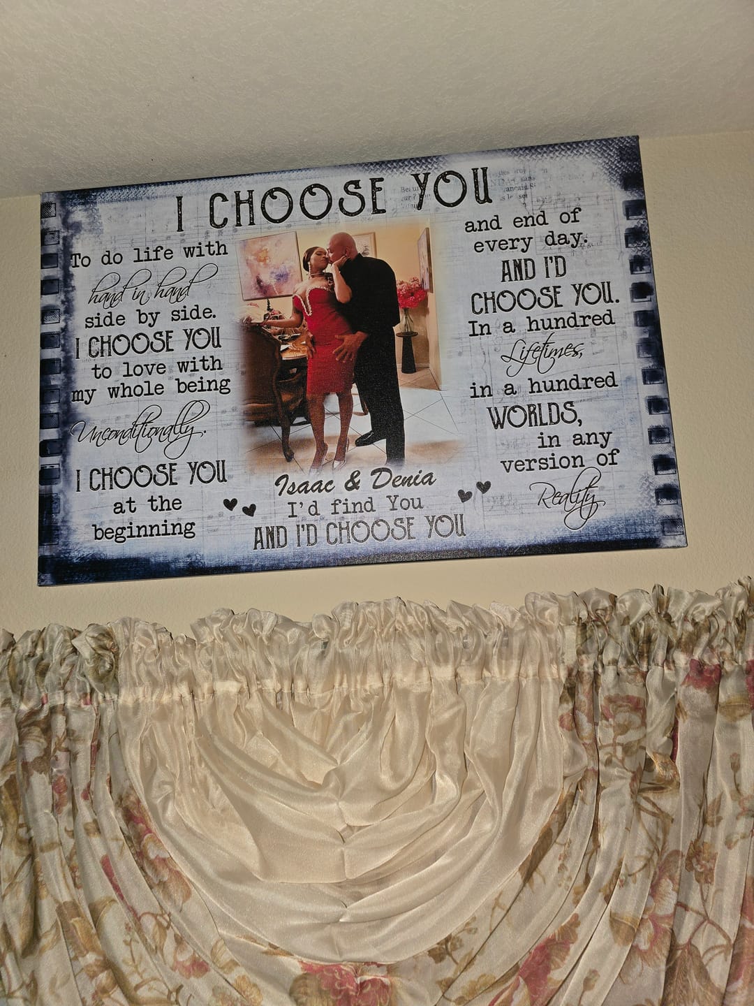 Customer photo review of Couple Personalized Canvas Prints - Custom Photo & Text - 5 Sizes - Anniversary Gift, Love Gifts, Couple Gifts for Her, I Choose You - Dem Canvas