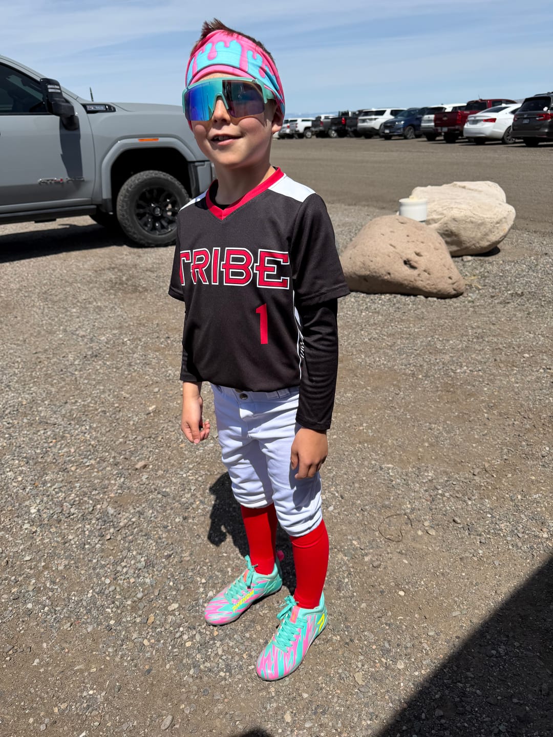 Customer photo review of Kool-Aid 'Sharkleberry Fin' Football Cleats - Quantum Speed by Phenom Elite