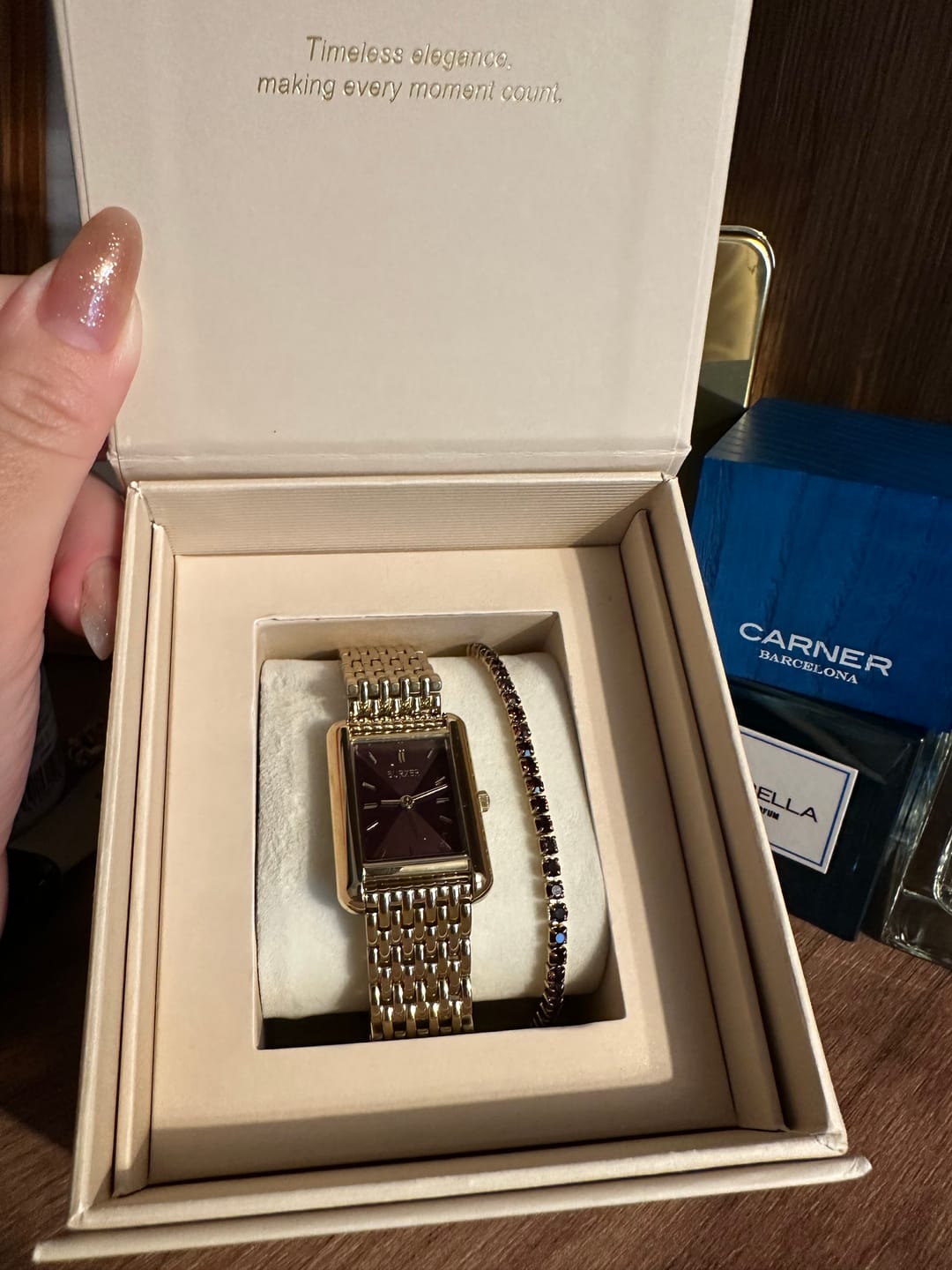 Customer photo review of Olivia Gold Burgundy