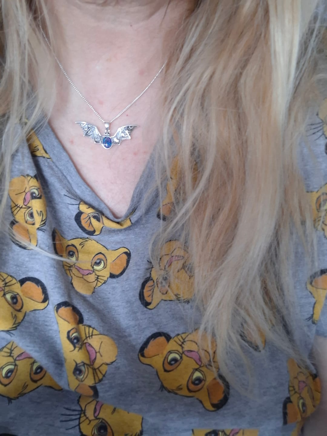 Customer photo review of Wings of Twilight Bat Pendant