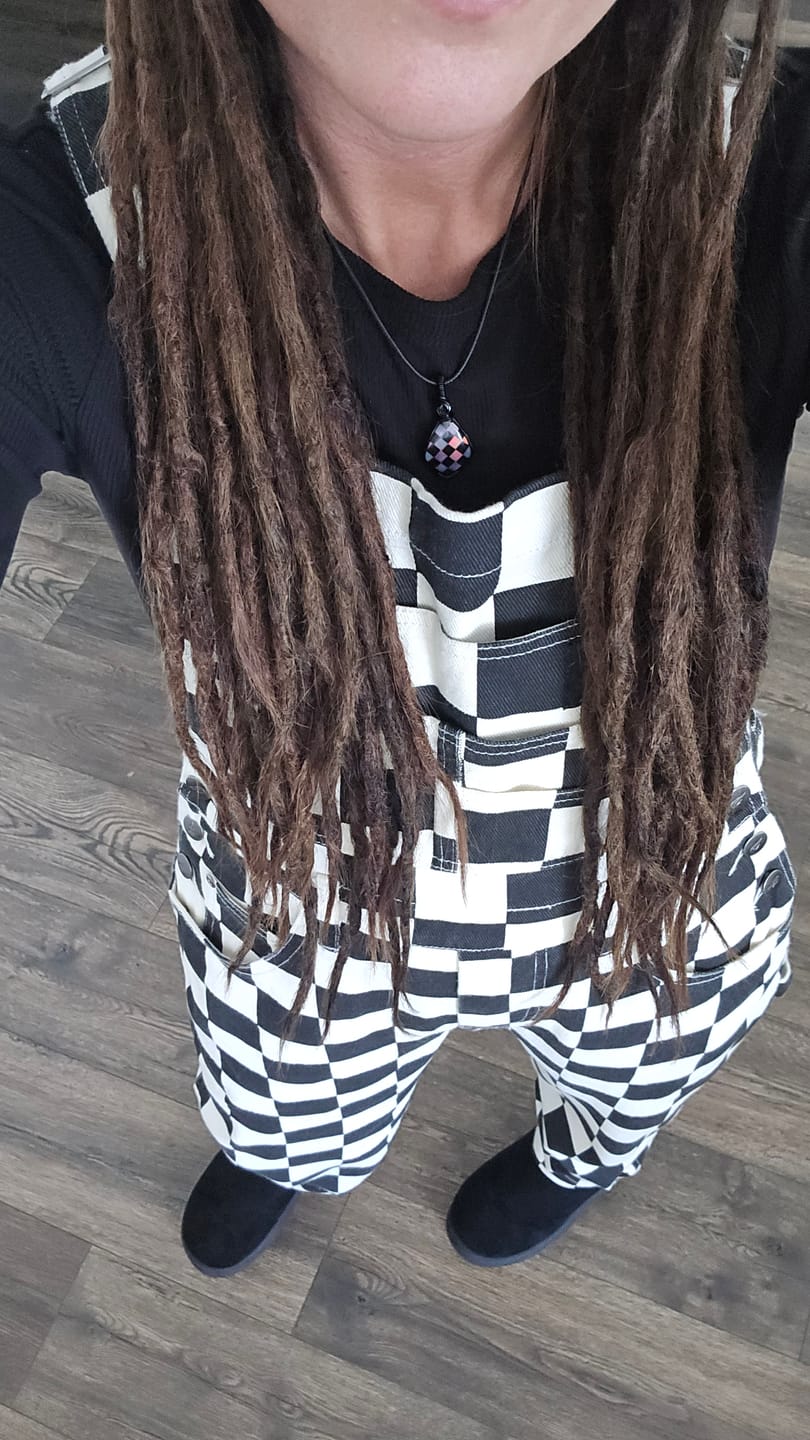 Customer photo review of Born Bad Washed Overalls - Checkered