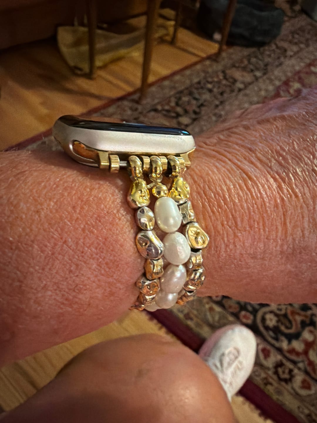 Customer photo review of Golden Pearl Stretch Apple Watch Strap