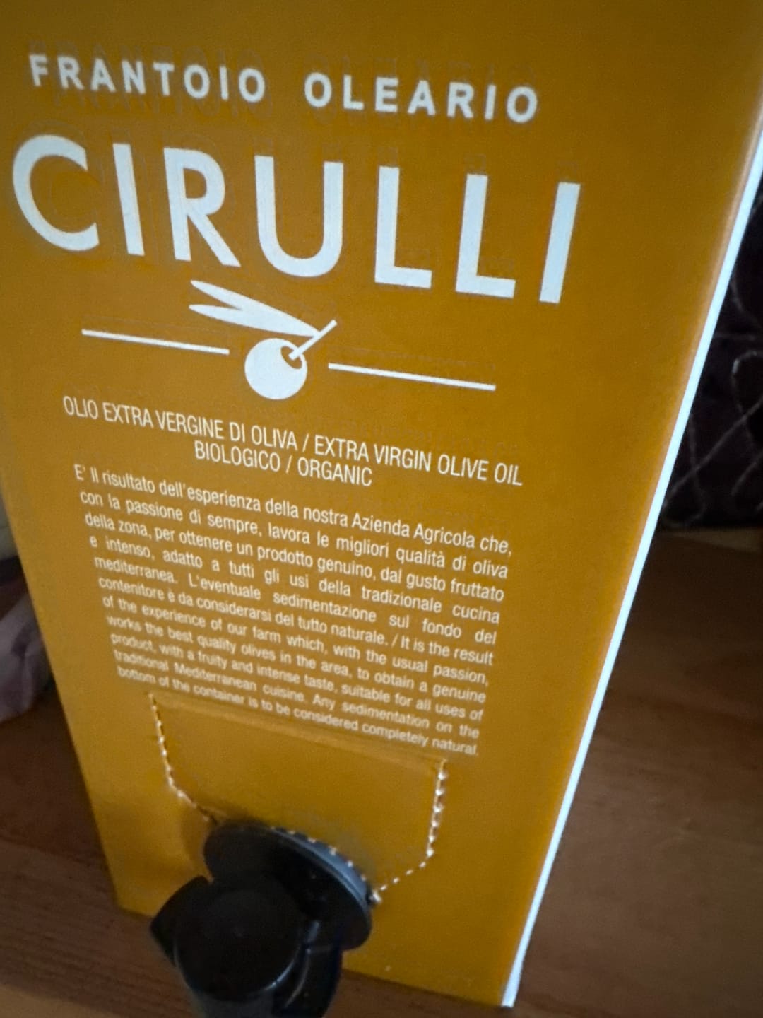 Customer photo review of Bag in box di olio extravergine di oliva • 5 Litri