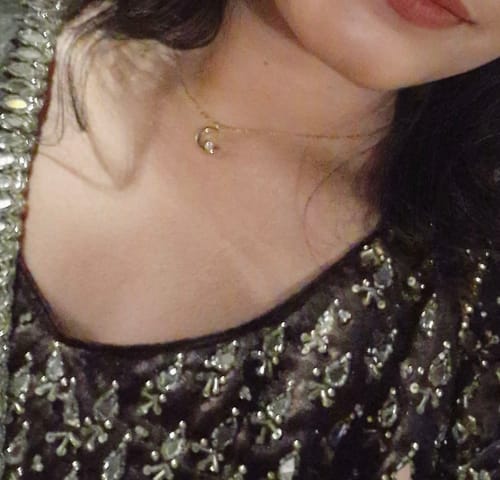 Customer photo review of Moon Charm Necklace