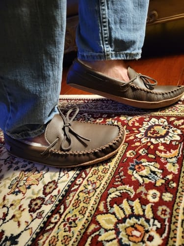 Customer photo review of Men's Lined Moose Hide Leather Moccasins