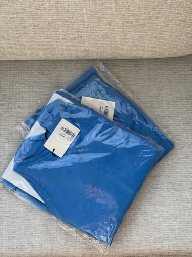 Customer photo review of Clotilde Lightweight Elastic Waist Pants | Azure Blue