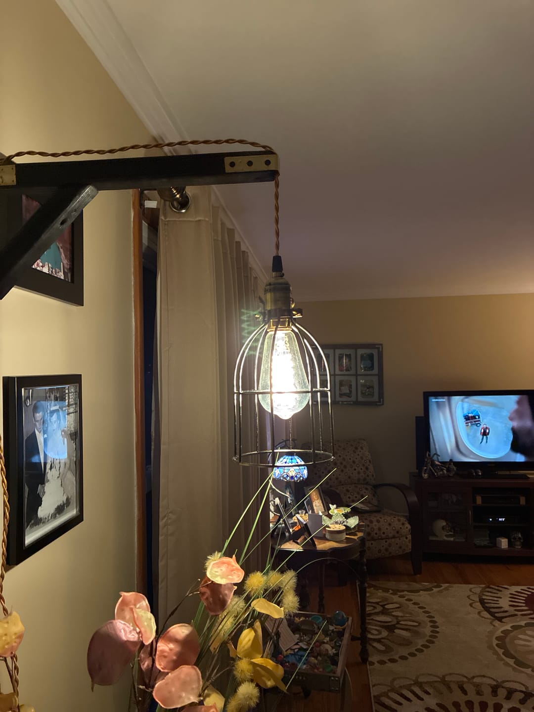 Customer photo review of Antique Brass with Gold Cord Dimming Hanging Lamp