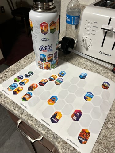 Customer photo review of Lets Wander™ 50 States Of The USA Water Bottle + Stickers
