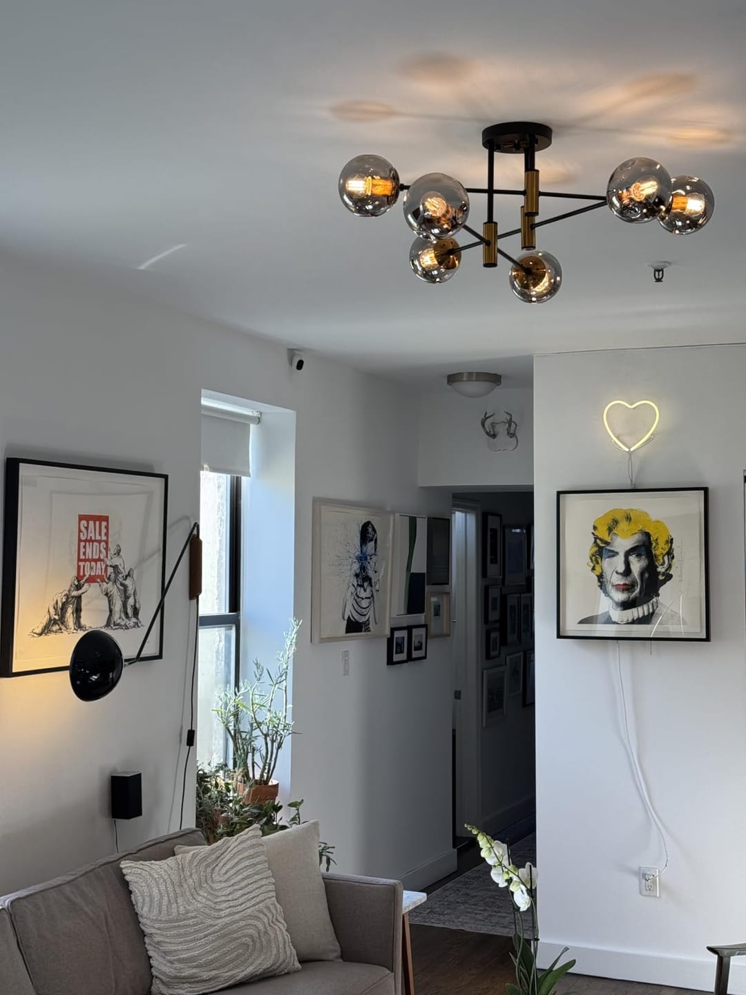 Customer photo review of 6-Light Glass Bubble Sputnik Semi Flush Chandelier