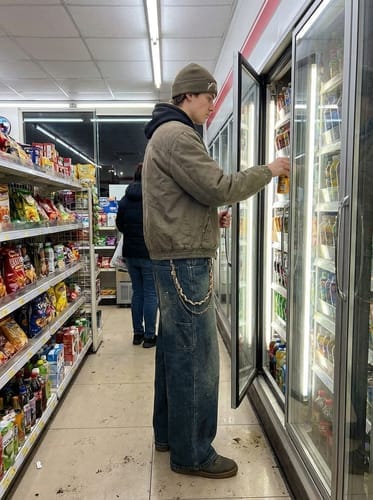 Customer photo review of Vintage Inkjet Dirty Dye Washed Scimitar Distressed Jeans