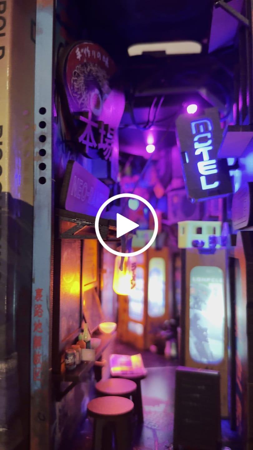 Customer video review of Neo Ramen MiniAlley – A Cyberpunk DIY Diorama Booknook