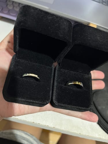 Customer photo review of Segovia Two Tone Wedding Rings