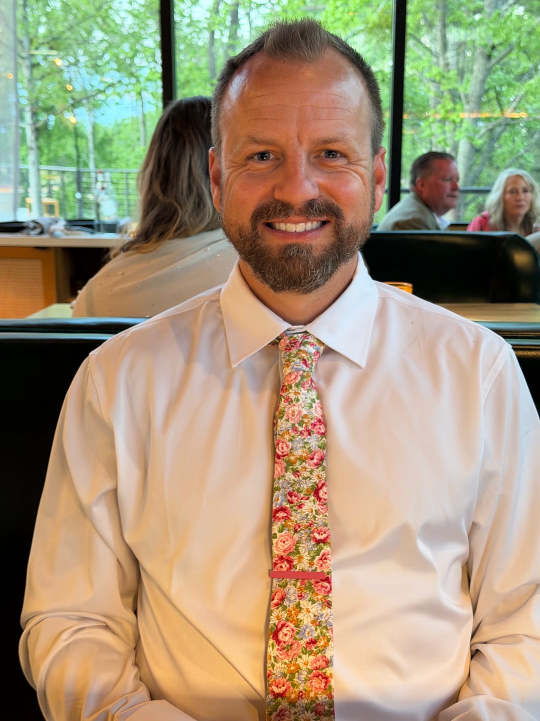 Customer photo review of Floral and Pink Tie and Sock Groom  Set