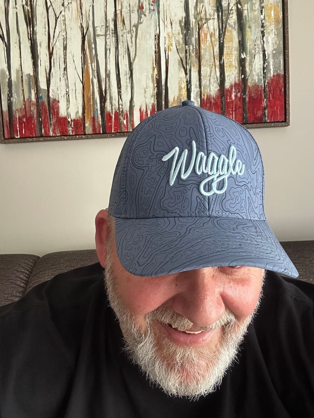 Customer photo review of Waggle Brand Hat - Loon Lake Topographic