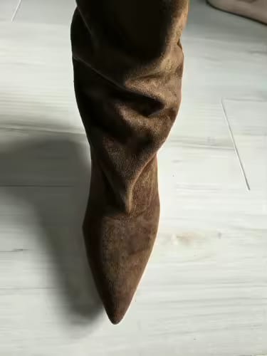 Customer photo review of Sacha - Bottines Femme Daim Plissé à Talon