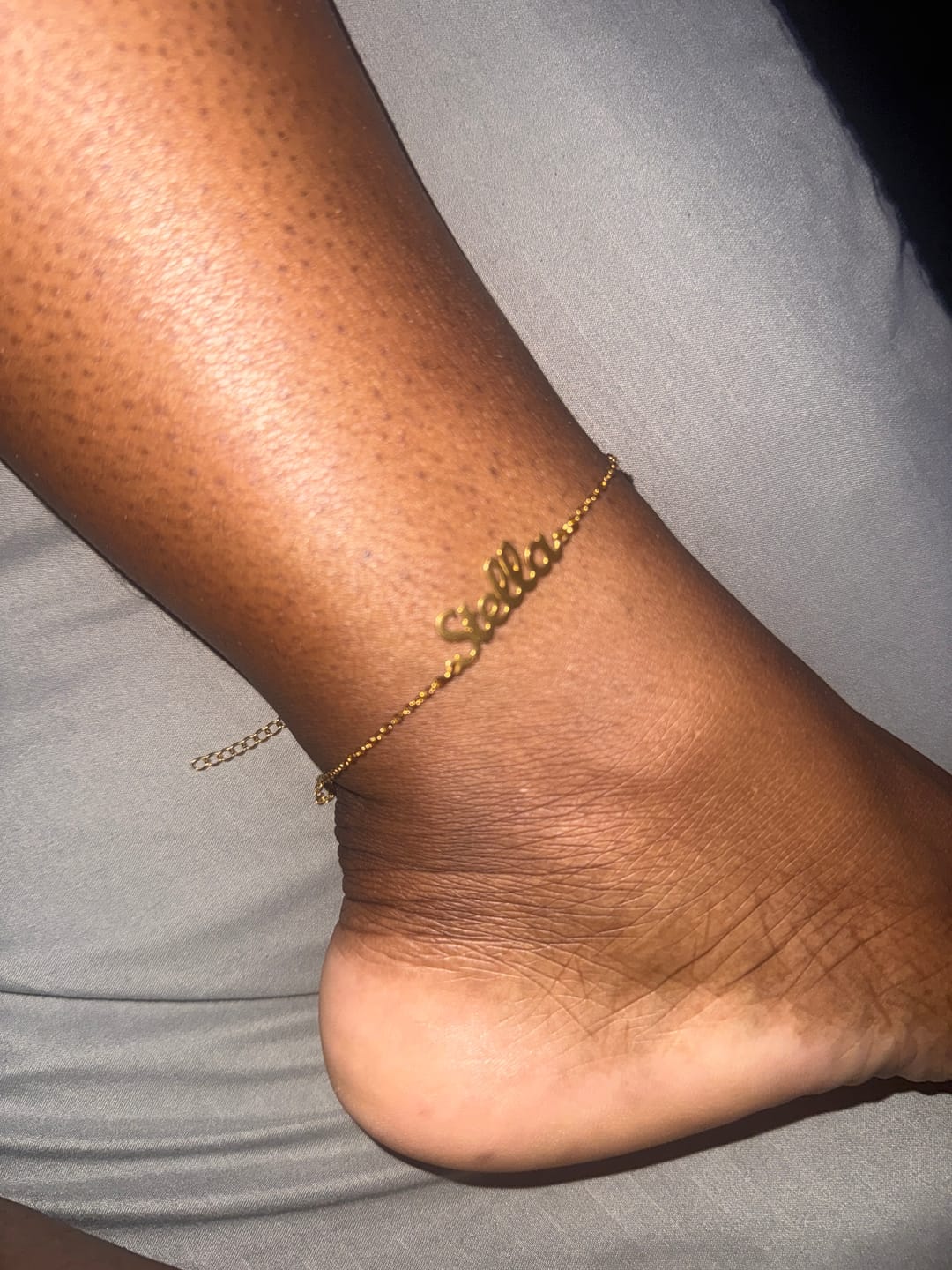 Customer photo review of Custom Name Anklet