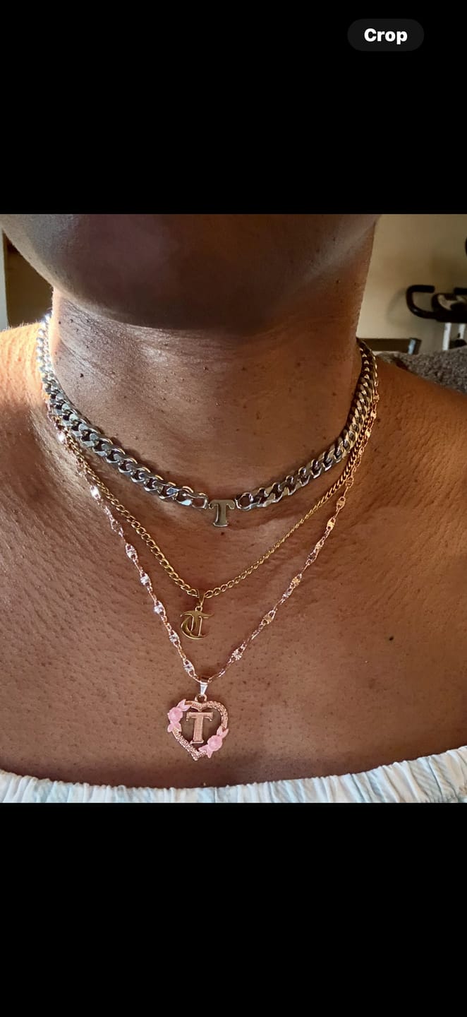 Customer photo review of Letter Choker w/ XL Cuban Chain