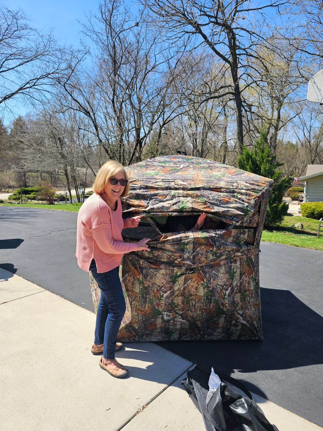 Customer photo review of VisX/VisMax See Through Hunting Blind, Pop Up Ground Deer Blind