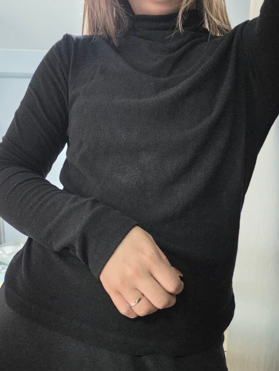 Customer photo review of Teddy Furry Funnel Neck Top