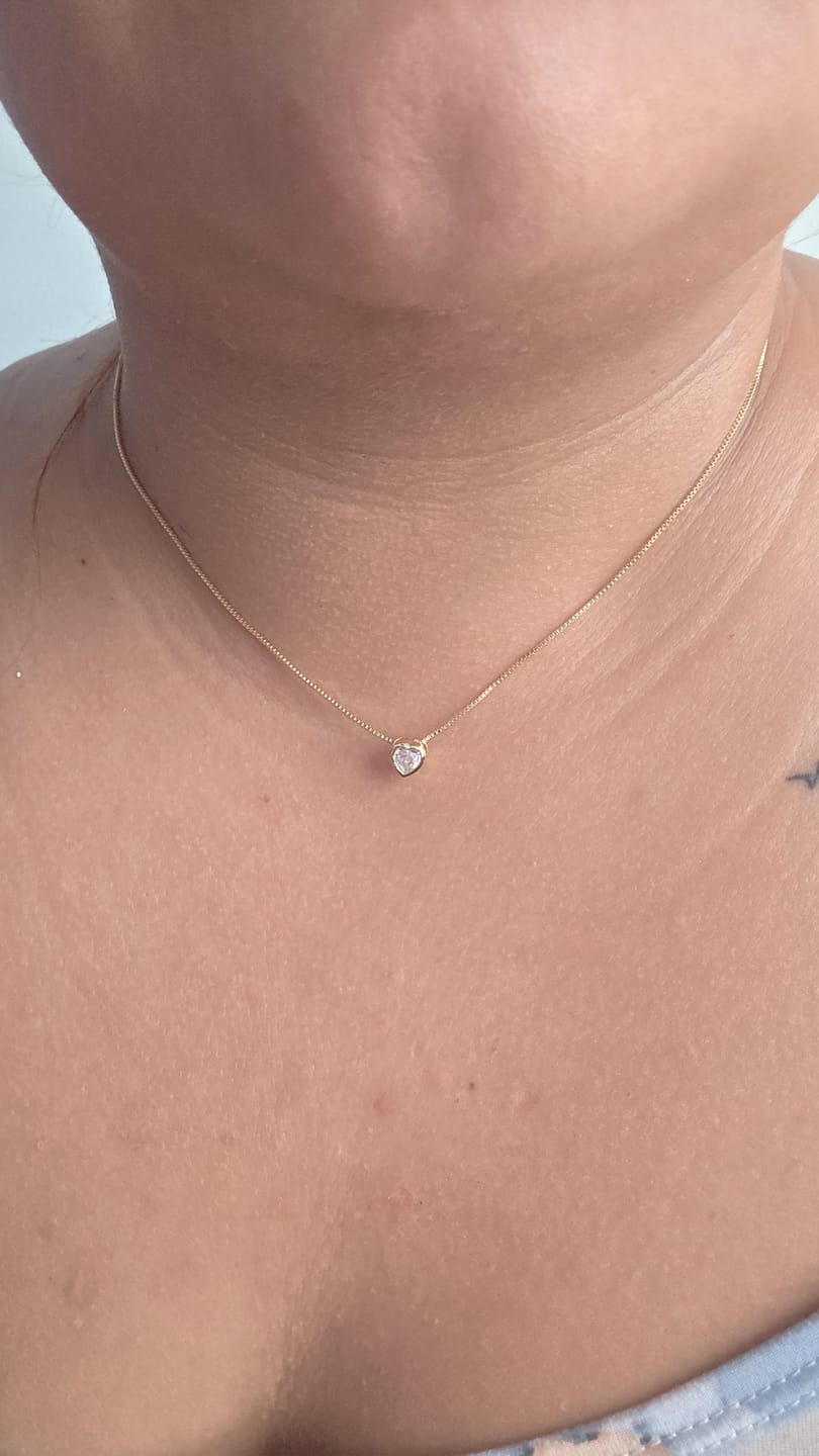 Customer photo review of Cadena Corazón Cristal en Oro laminado 18k Para Dama