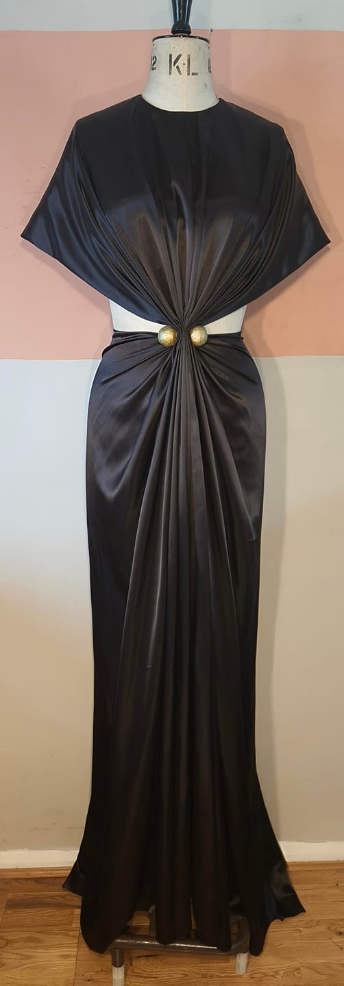Customer photo review of Espresso Brown Satin Fabric
