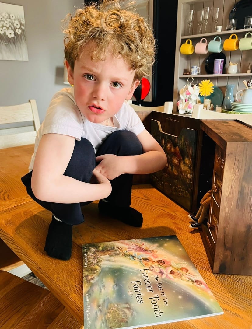 Customer photo review of My Forever Tooth Fairy Gift Set - Boy - Includes Storybook, Tooth Fairy Plush Figure, Tooth Tote & Dis'Play' Keepsake Case