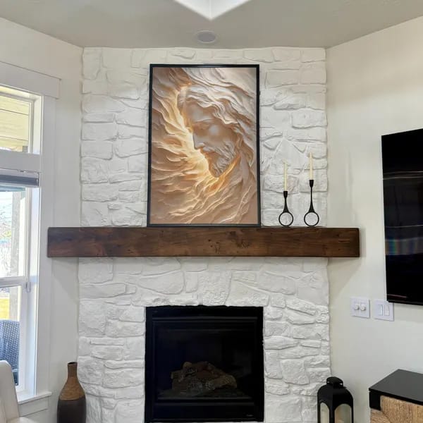 Customer photo review of Radiant Jesus Portrait Canvas Print, Spiritual Christian Wall Art, Divine Light Religious Home Decor