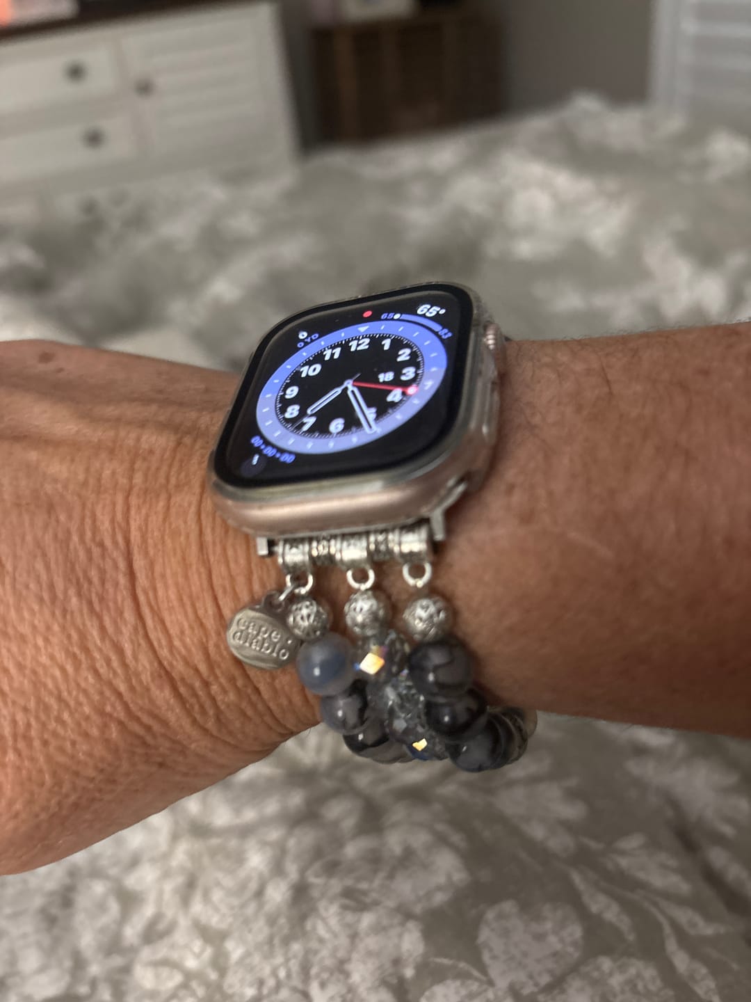 Customer photo review of Labradorite Crystal Stretch Apple Watch Strap