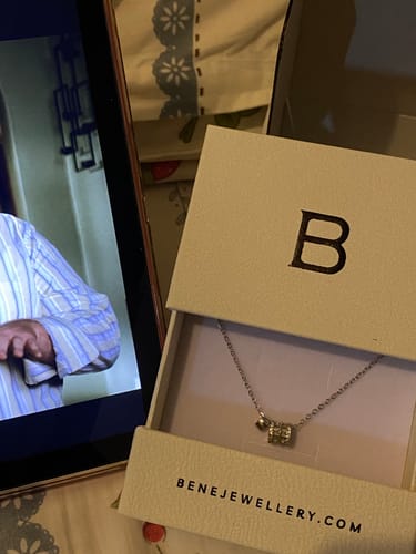 Customer photo review of Jade Lucky Loop Necklace
