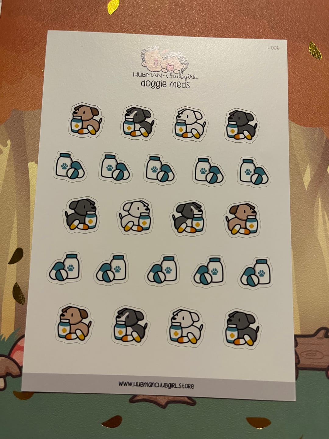 Customer photo review of Doggie Meds Planner Stickers
