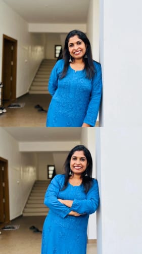 Customer photo review of Aayat Royal Blue Rayon Kurta Pant set
