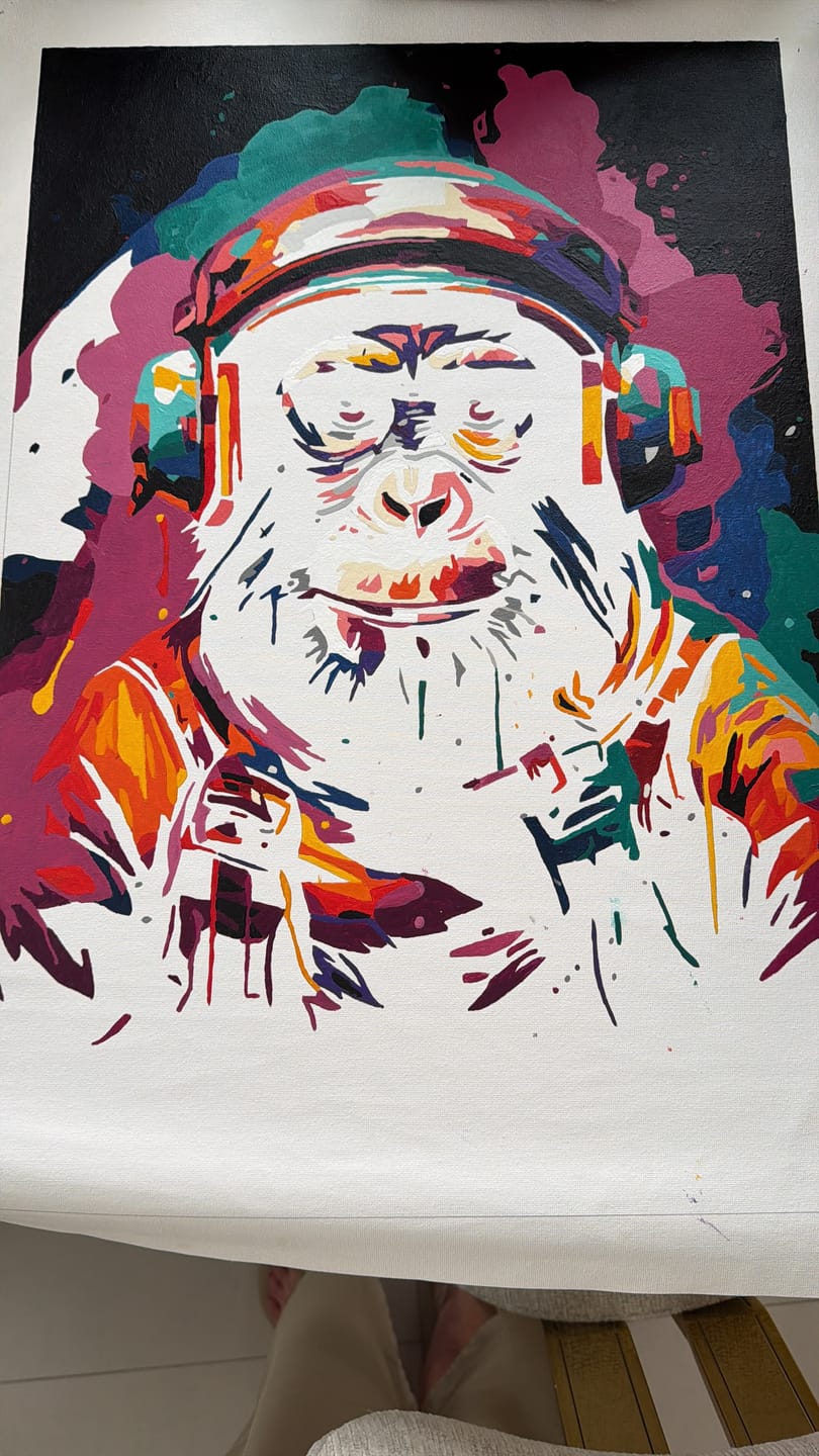 Customer photo review of Melodic Monkey - Paint By Numbers Kit