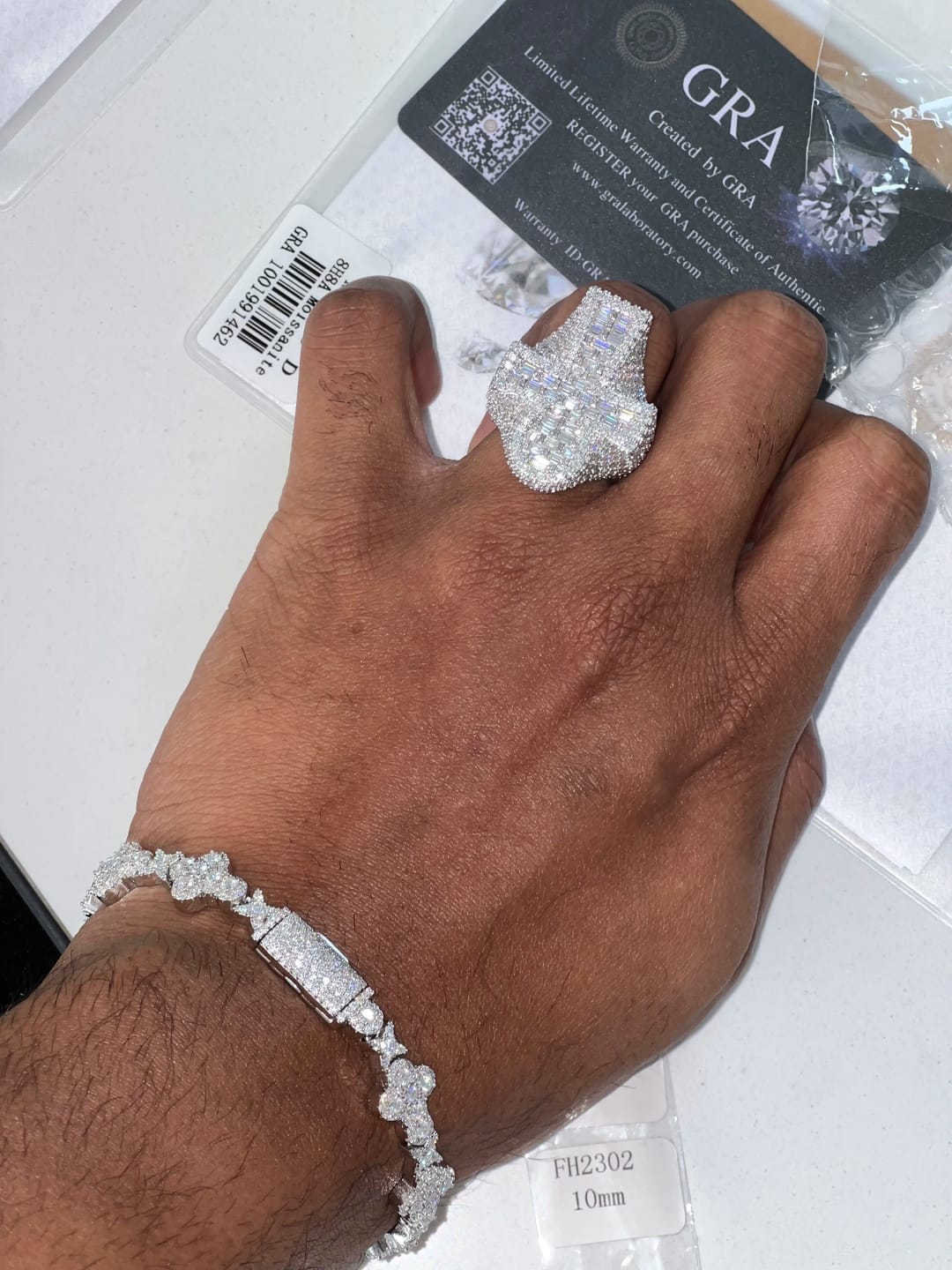 Customer photo review of GL Ankh Baguette Moissanite Luxury Iced Out Ring
