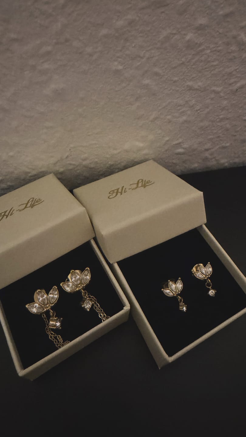 Customer photo review of Limitless Sky Lotus Ohrstecker 14K Vergoldet
