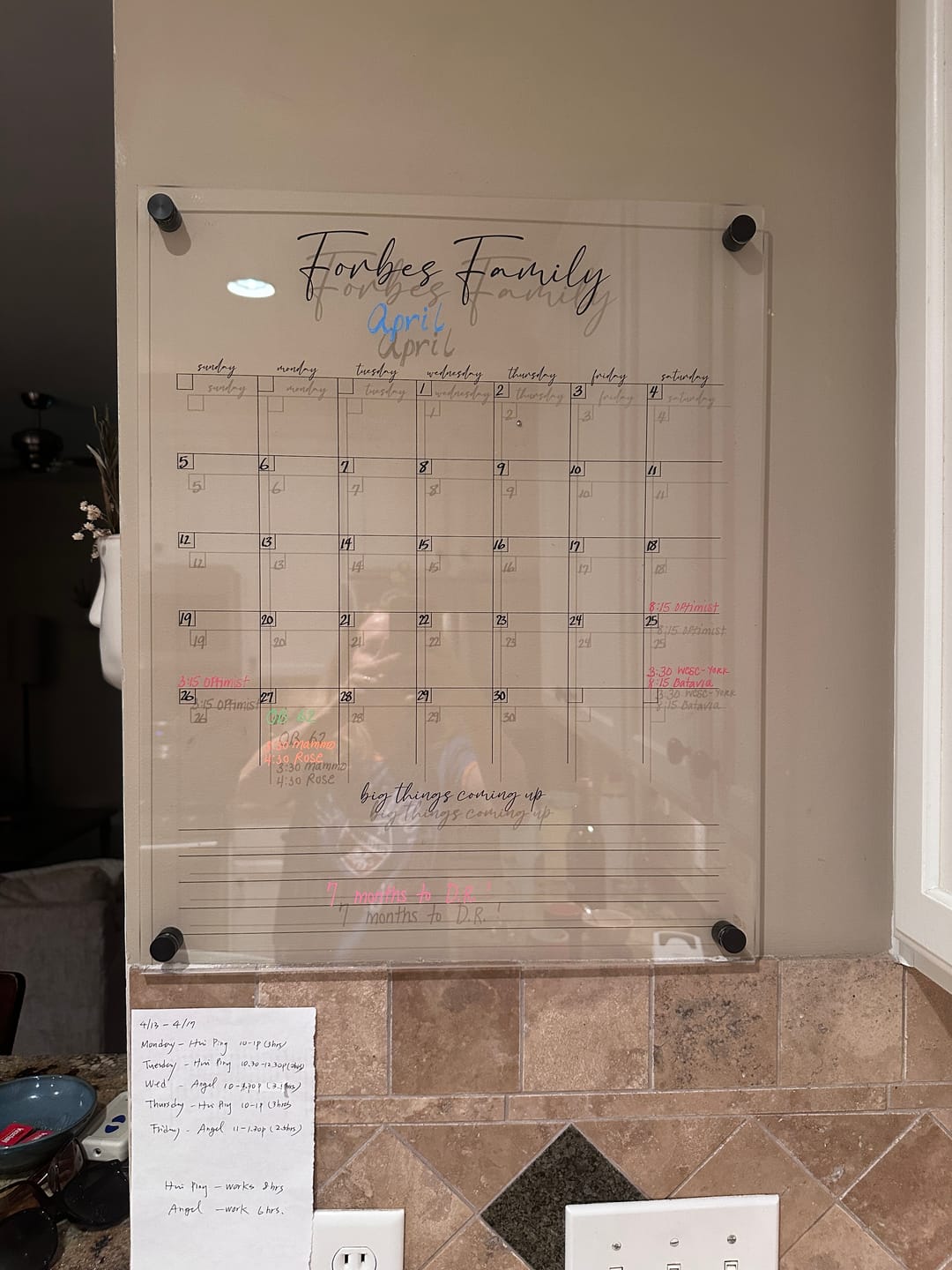 Customer photo review of Monthly Acrylic Calendar + 1 Section | Vertical Pennington