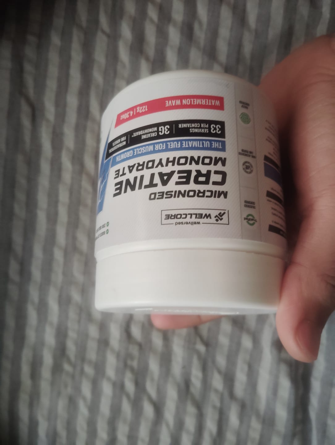 Customer photo review of Wellcore - Pure Micronised Creatine Monohydrate | Watermelon Wave (122g, 33 servings)