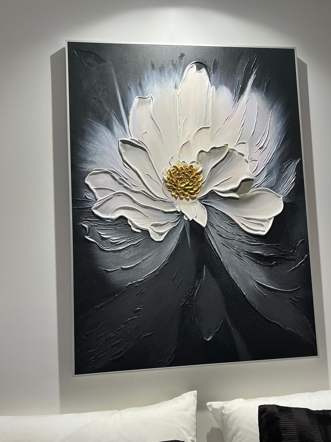 Customer photo review of Black and White Flower Abstract Textured Wall Art #FP112