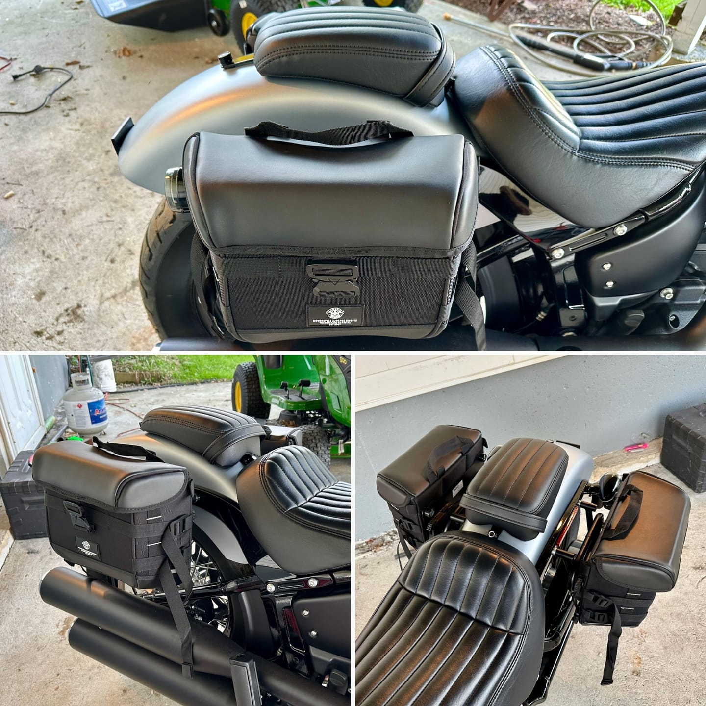 Customer photo review of 20L - Incognito Quick-Mount Small Saddlebags for Harley Softail Street Bob FXBB/S