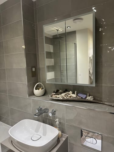 Customer photo review of Kia Cabinet Steam Free Illuminated Sensor Switch Mirror Cabinet 600mm x 700mm